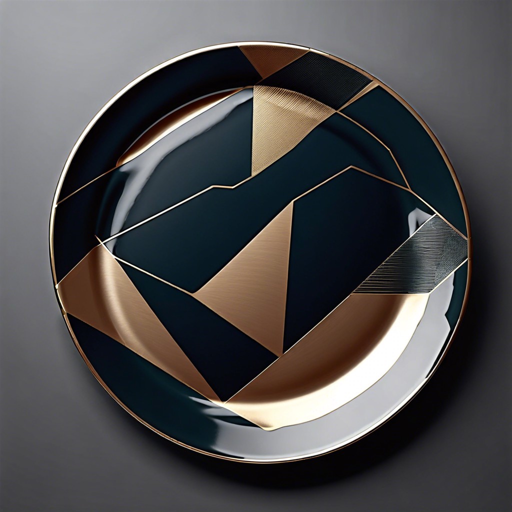 abstract geometric shapes with metallic accents