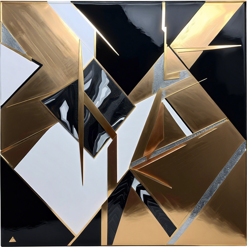 abstract geometric shapes with metallic accents