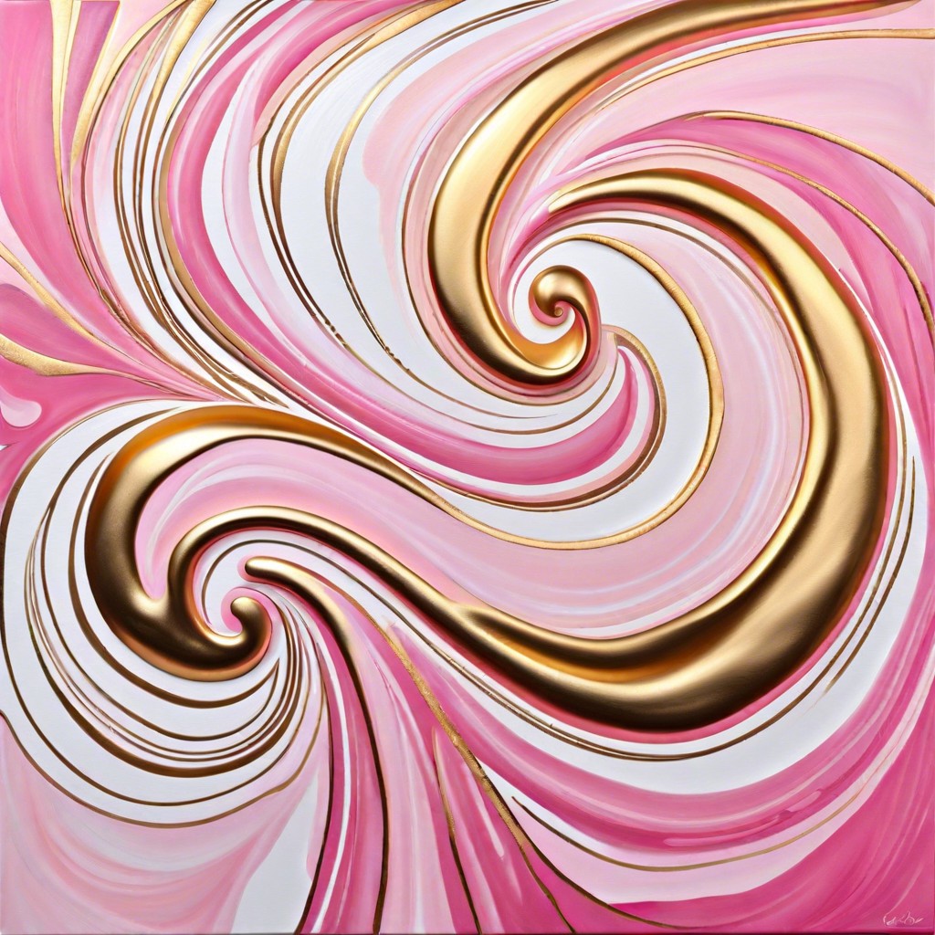 abstract pink and gold swirls