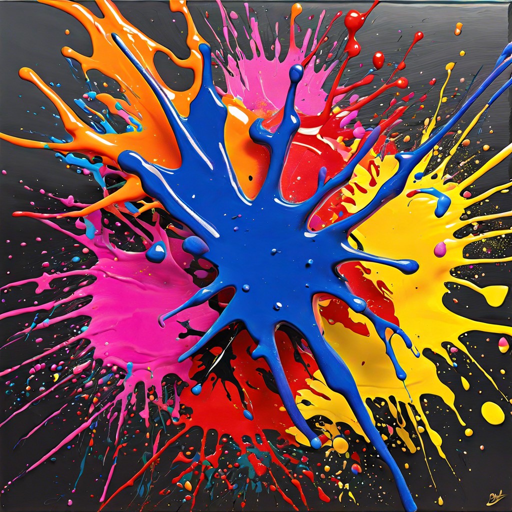 abstract splatter art in vibrant colors