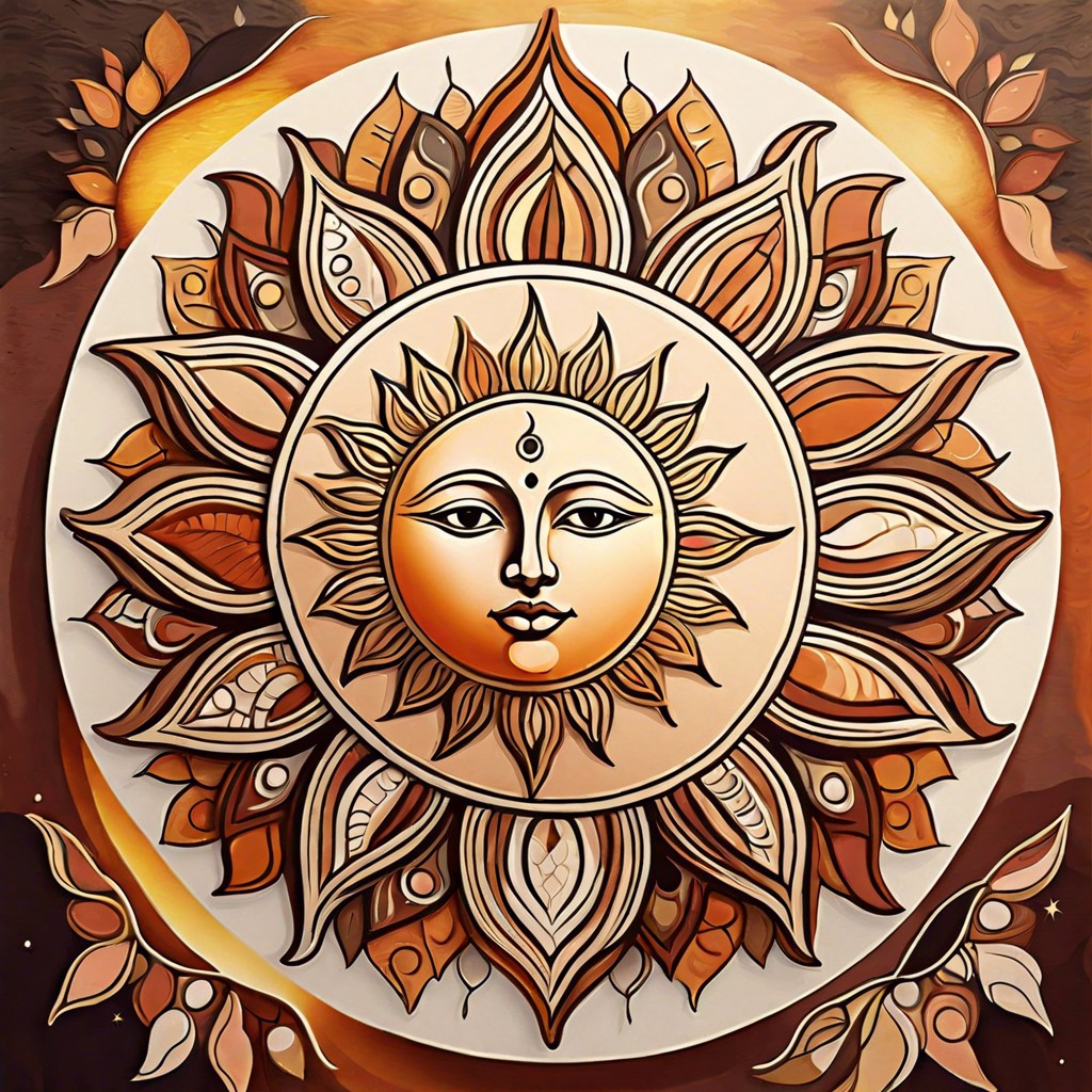 abstract sun and moon in warm tones