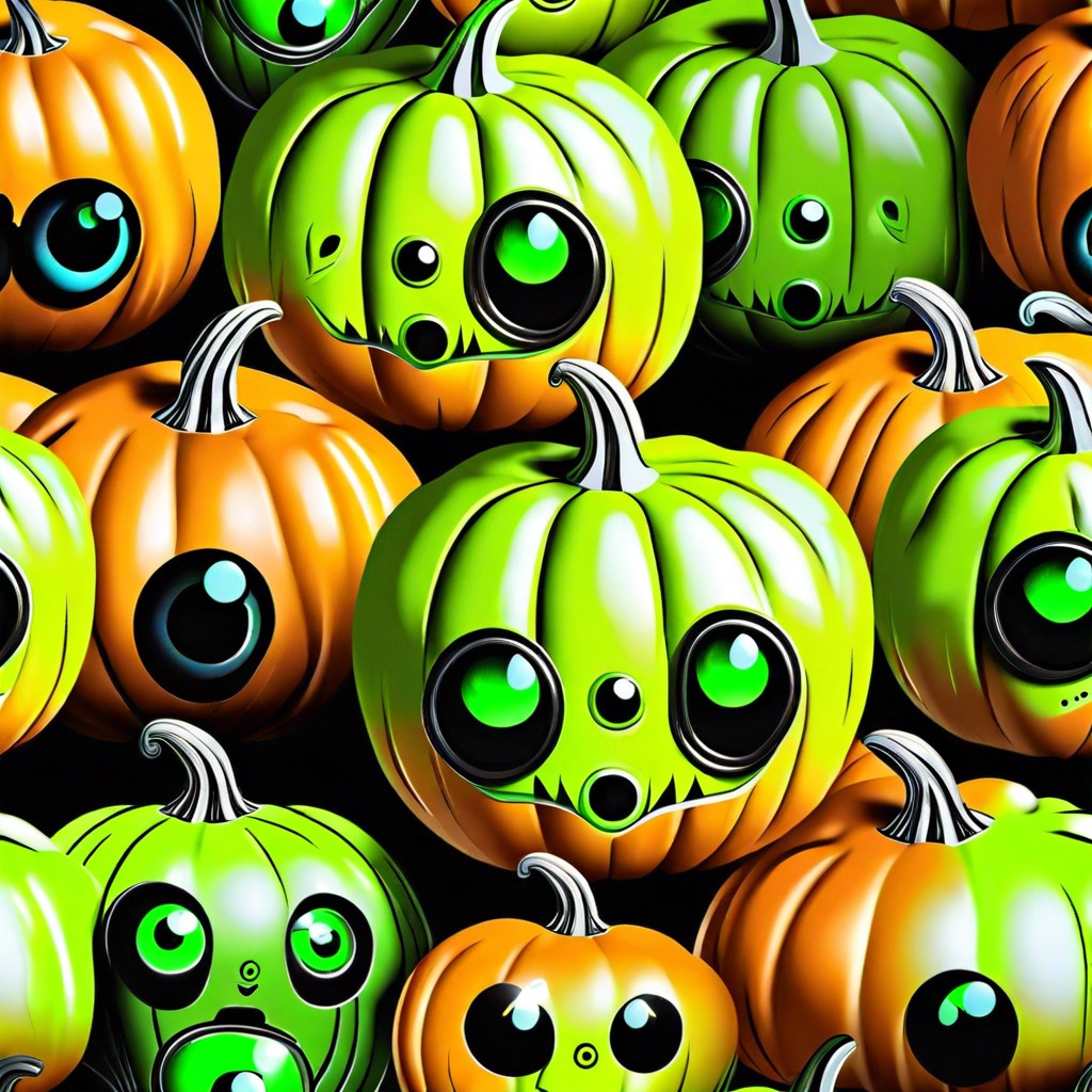 alien invasion bright green aliens with large black eyes