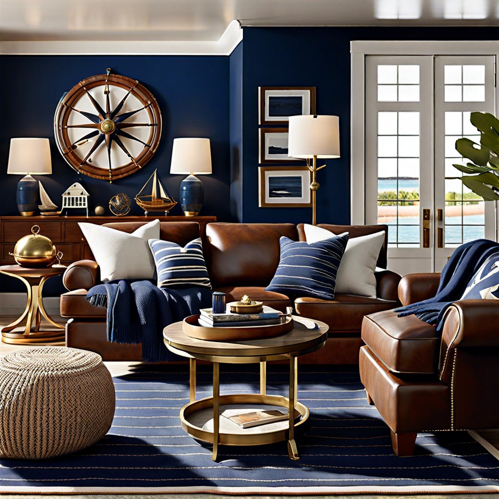 align with navy blue for a nautical theme