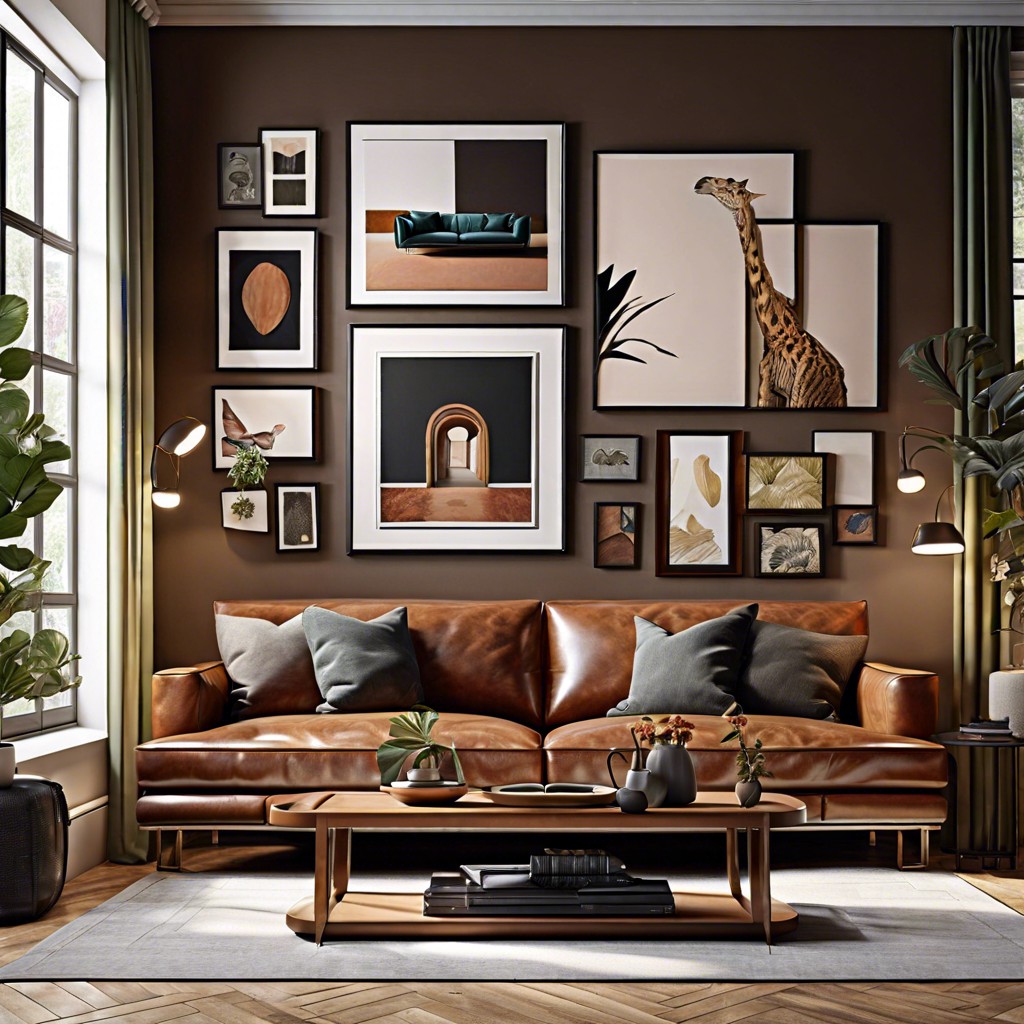 align your sofa with a gallery wall above