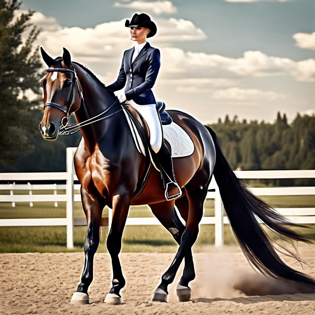 an equestrian with a horse donned in elegant tack