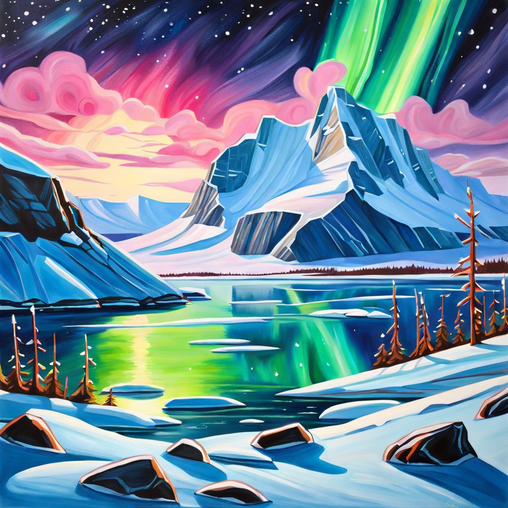 arctic landscape with aurora borealis