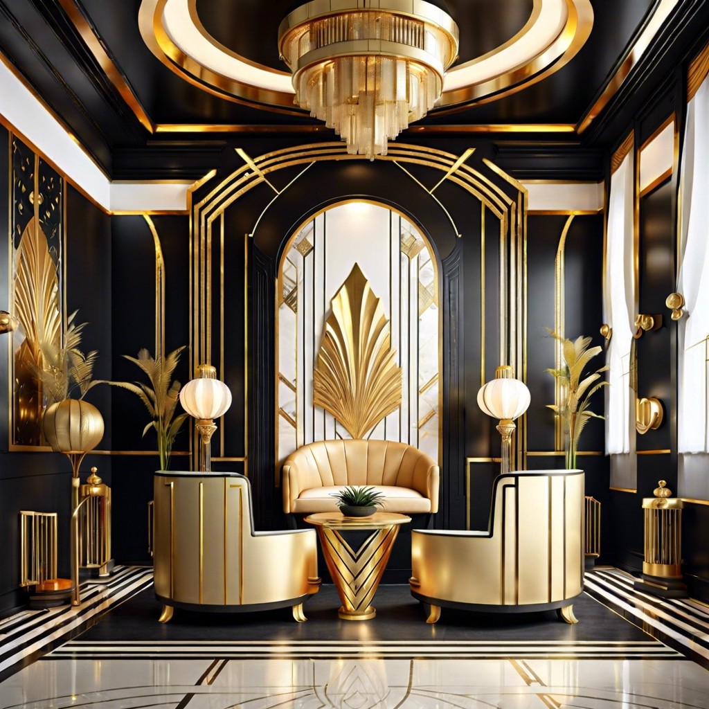 art deco gold leaf accents