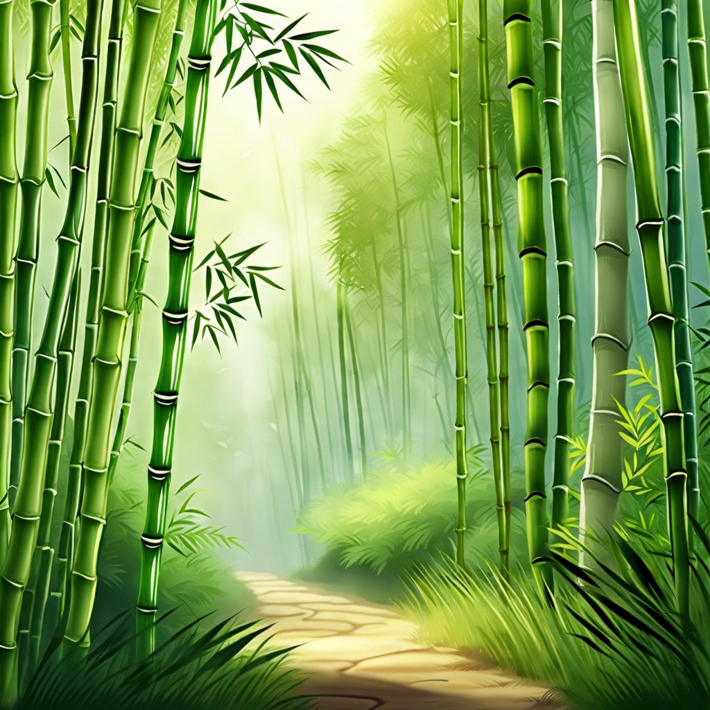 bamboo forest with filtering sunlight