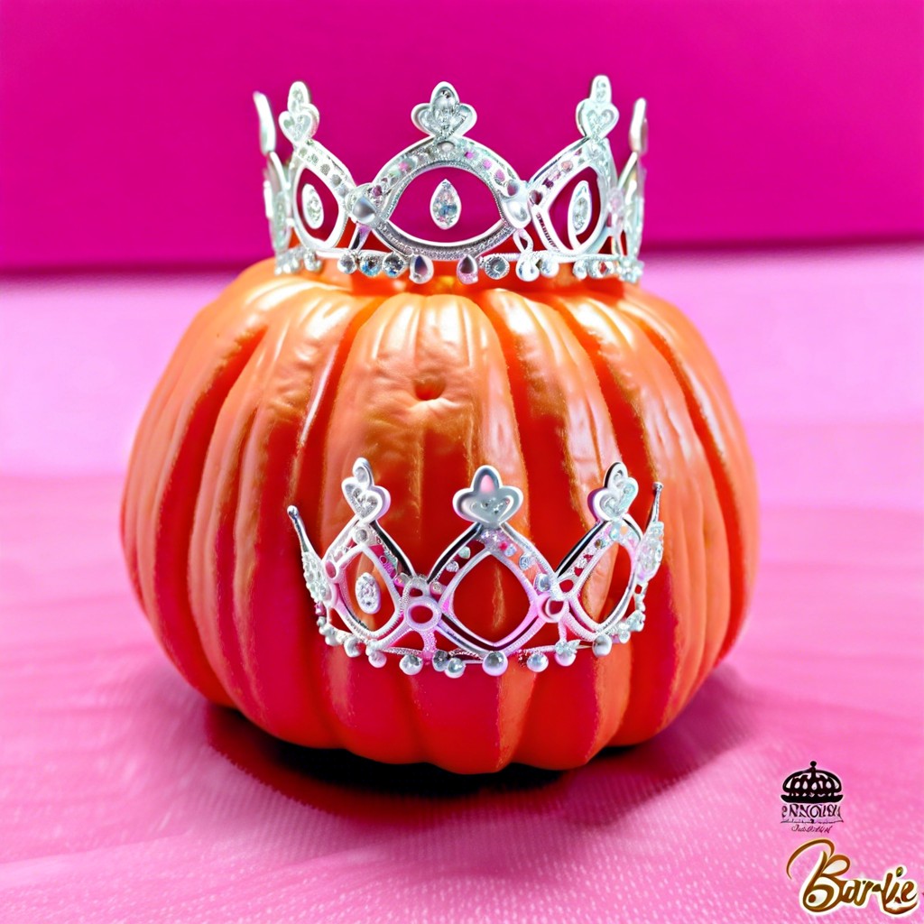 barbie pink pumpkin with mini tiara topper