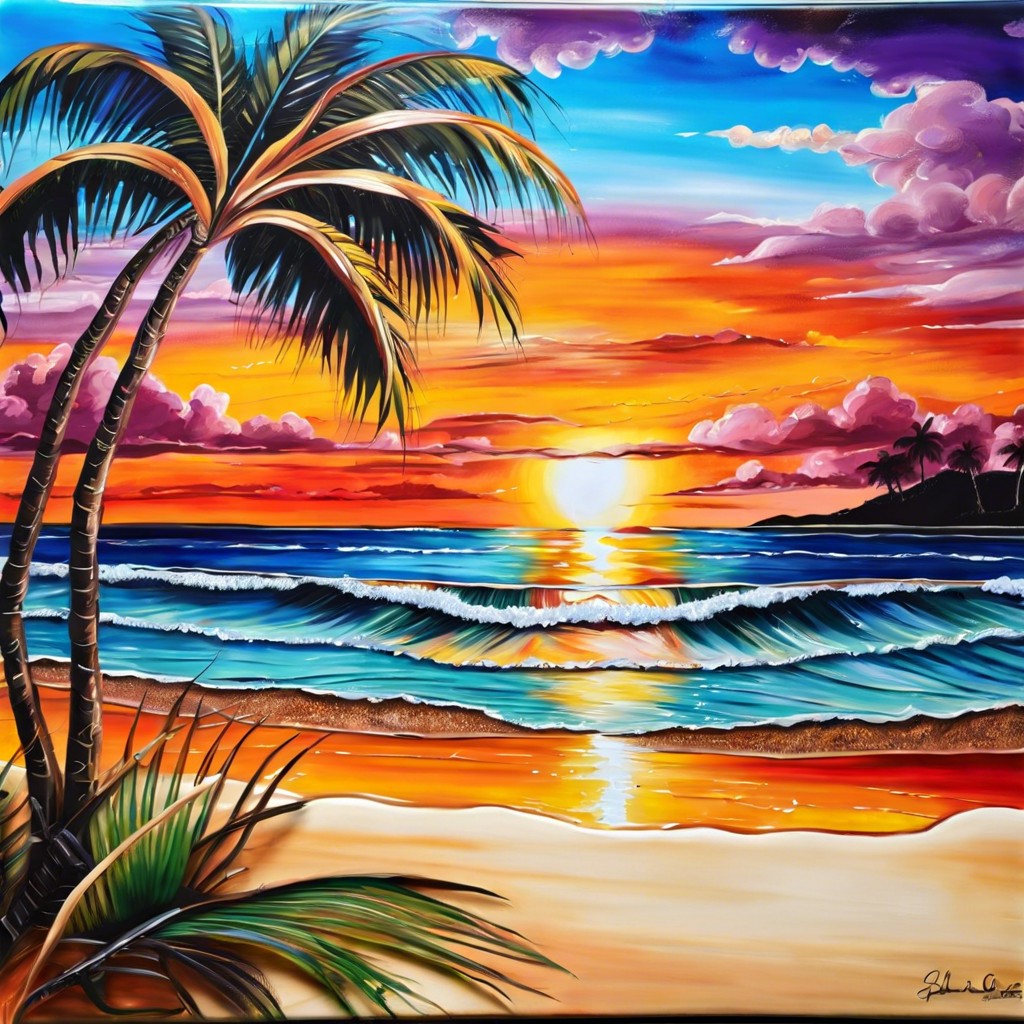 beach and palm trees scene