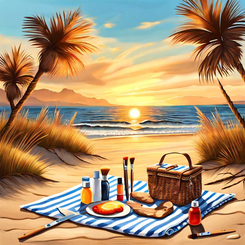 beach sunset painting picnic