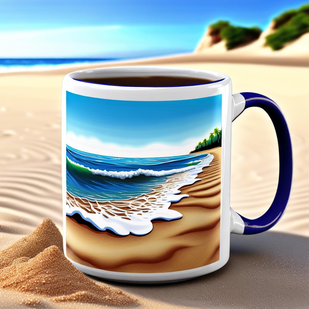 beach theme with sand sun and waves