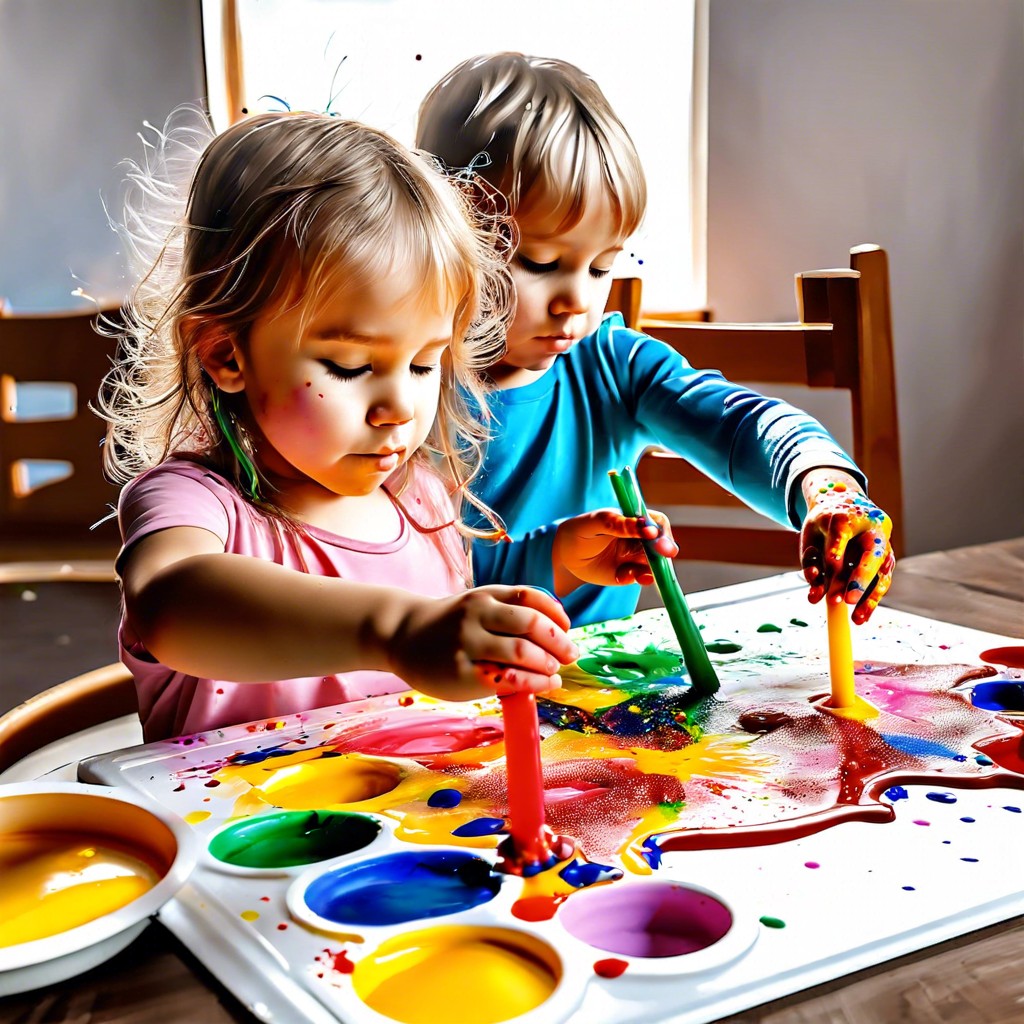 blow painting with straws