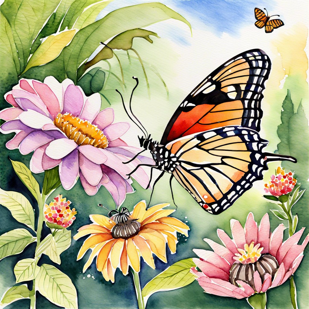 butterfly garden scene