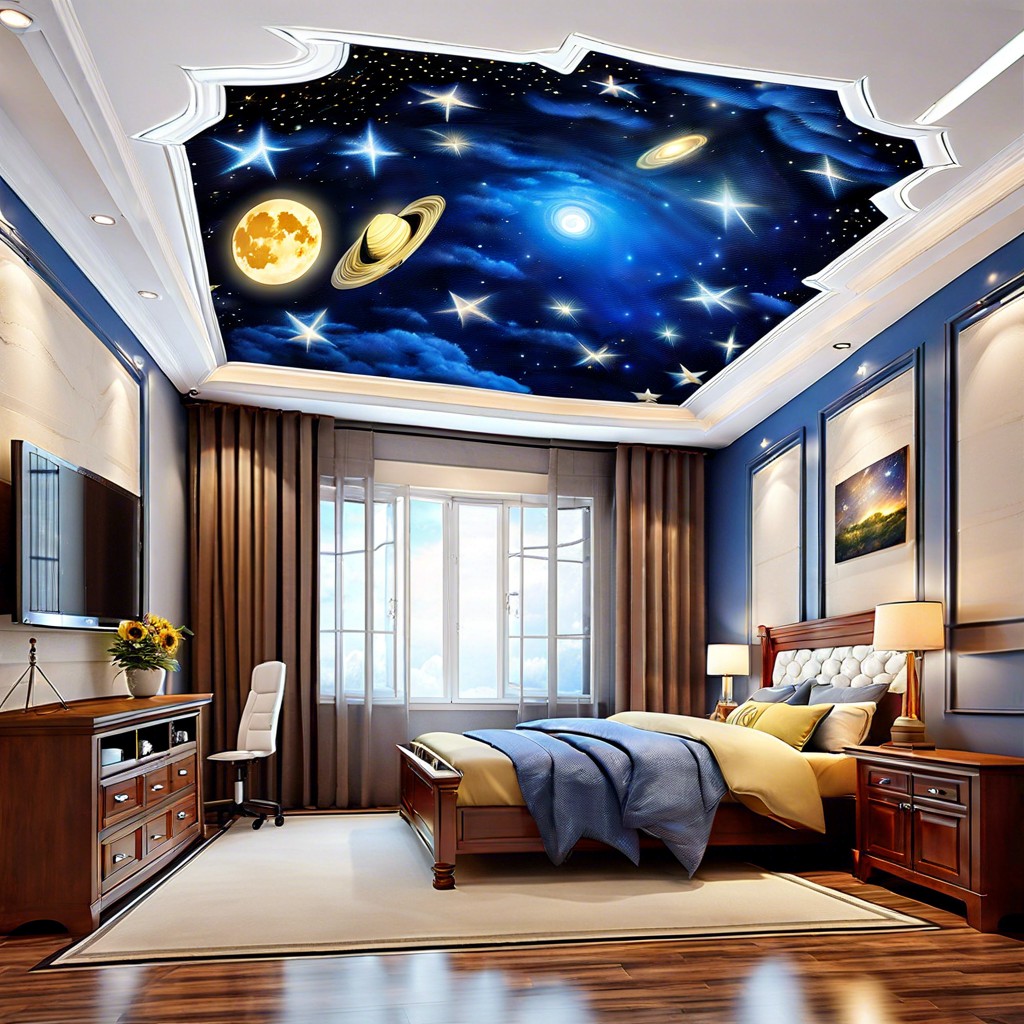 ceiling mural e.g. sky clouds or stars