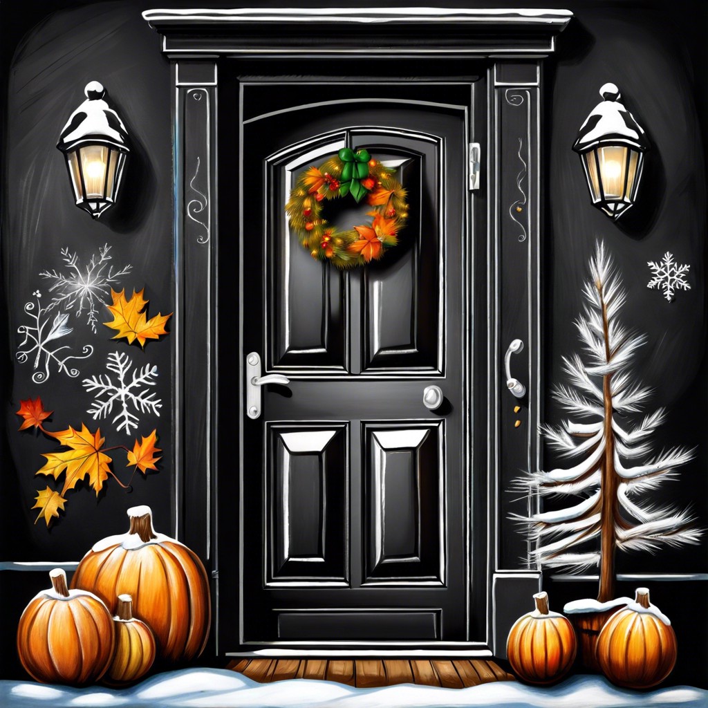 chalkboard paint with seasonal drawings