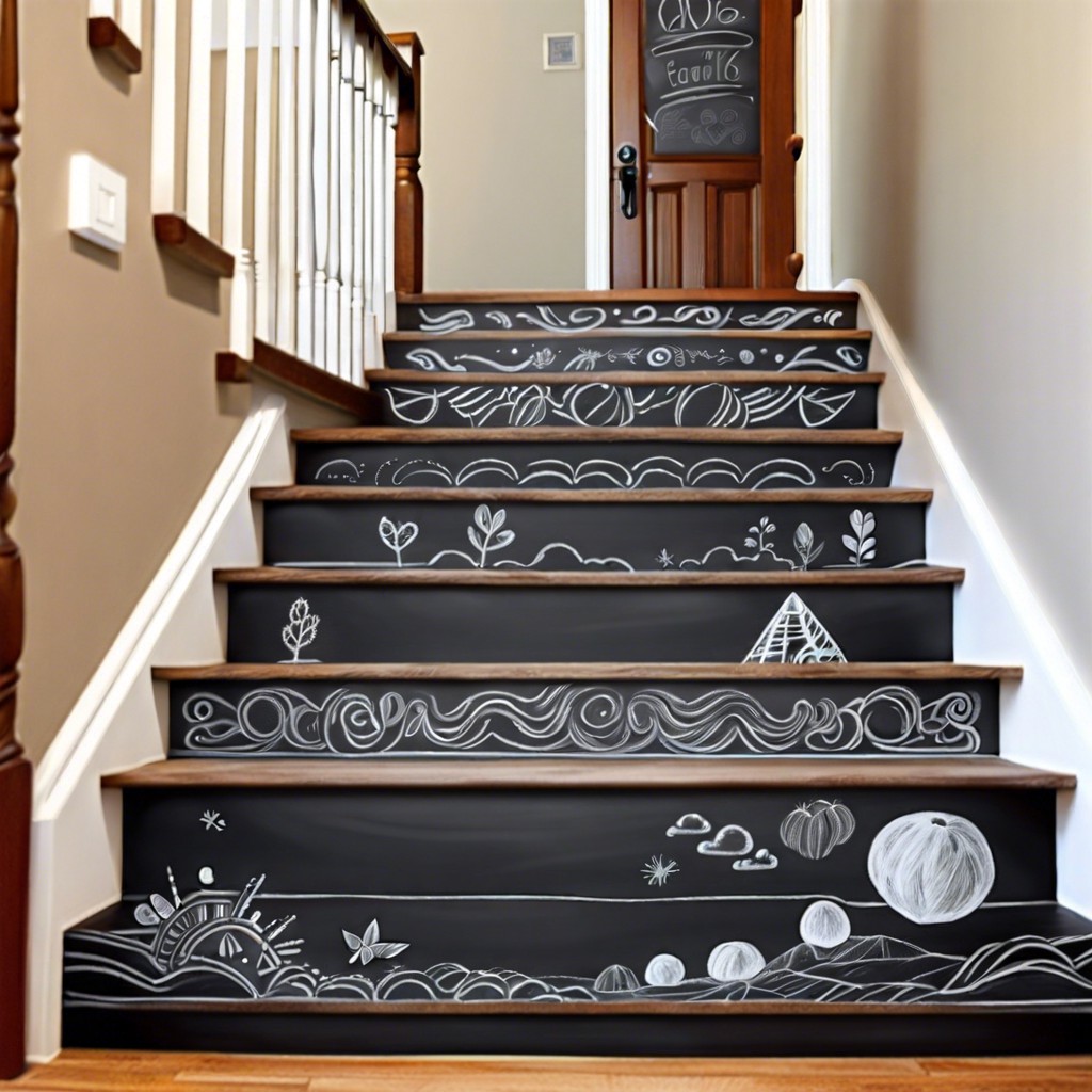 chalkboard stairs paint steps with chalkboard paint for doodling