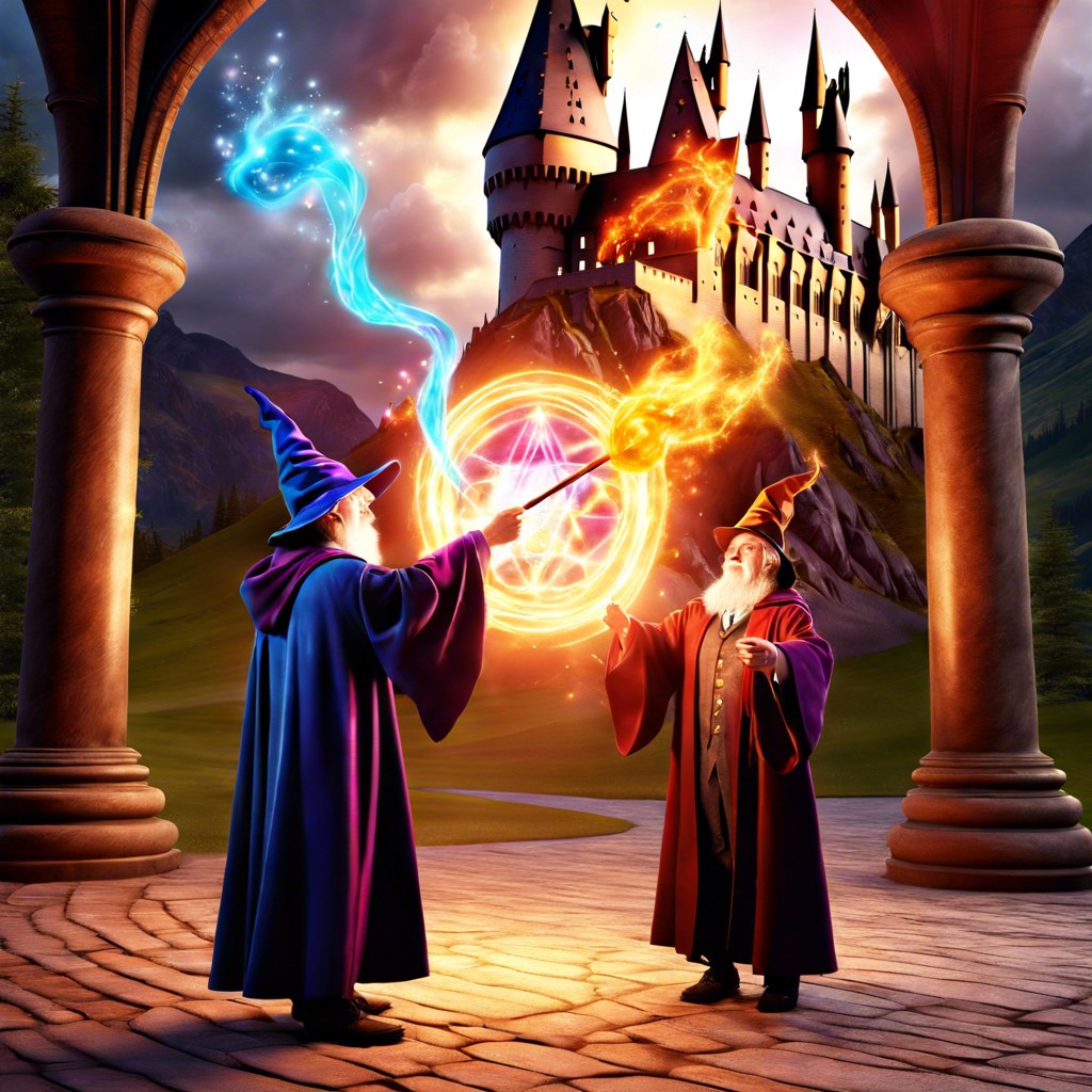 characters casting spells with vibrant spell effects