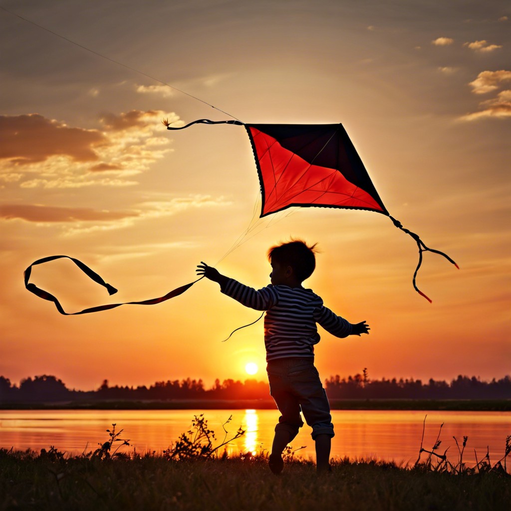 child flying a kite