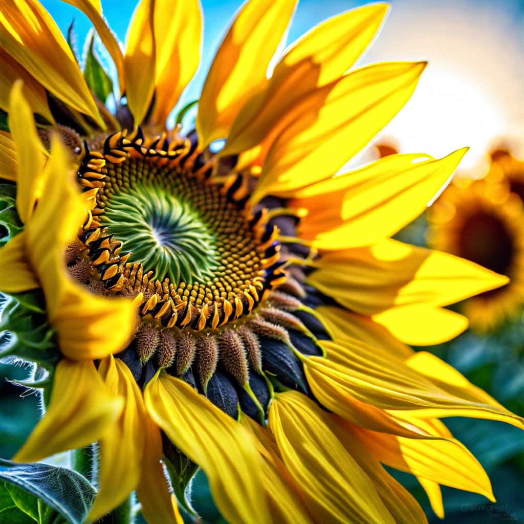 close up of a blooming sunflower