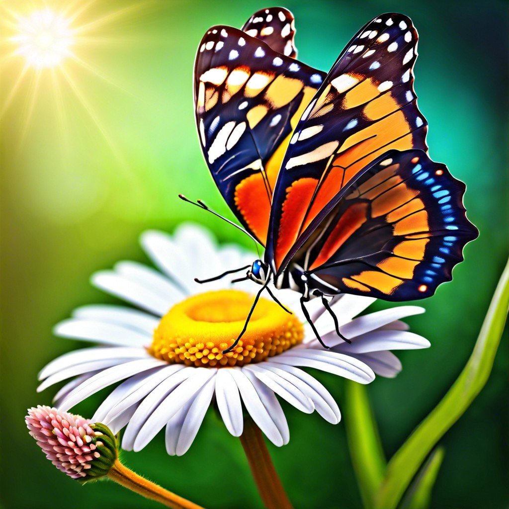 colorful butterfly on a daisy