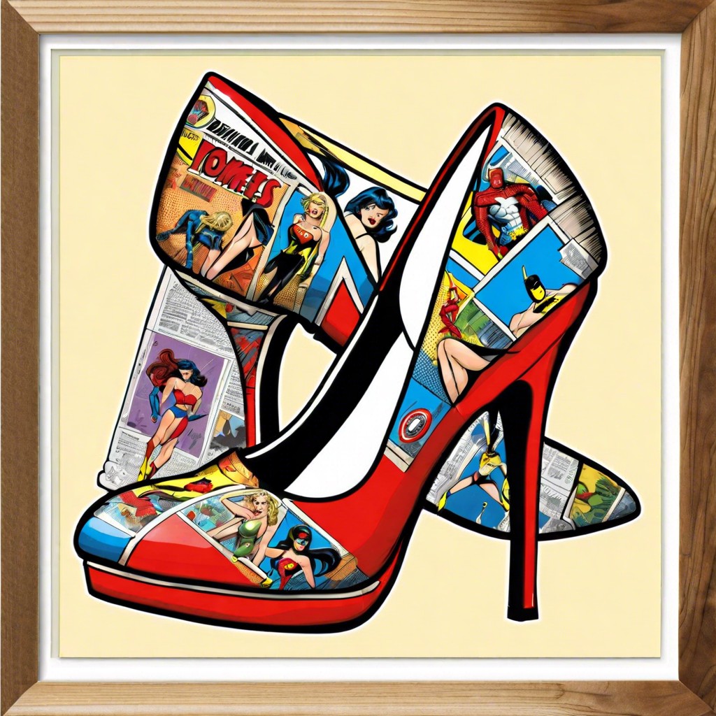 comic book decoupage heels