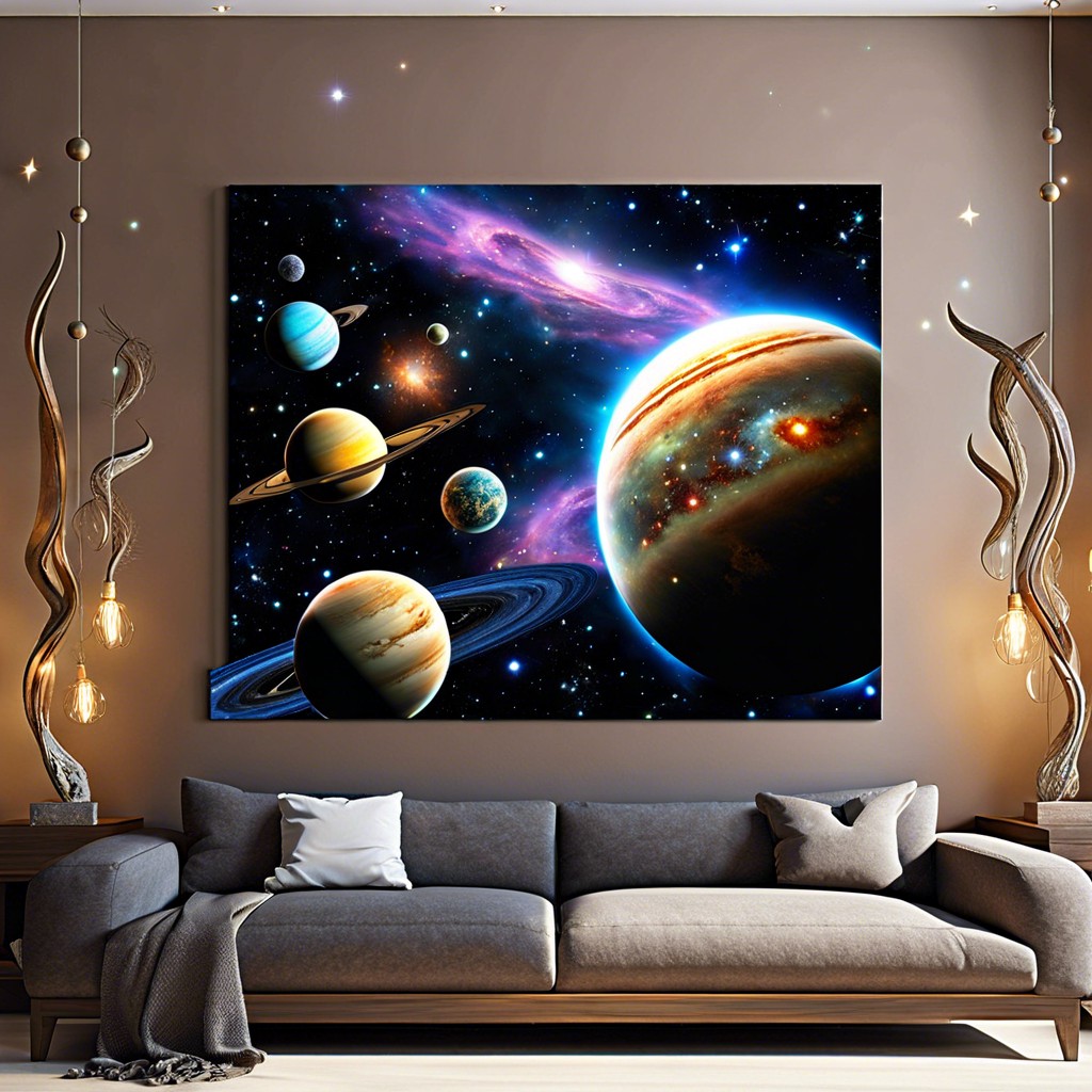 cosmic scenes with planets and stars