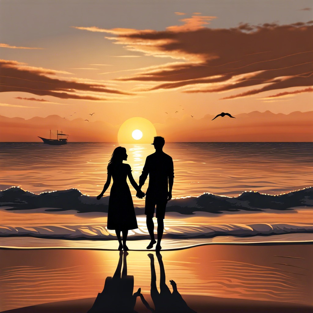 couple holding hands on the beach