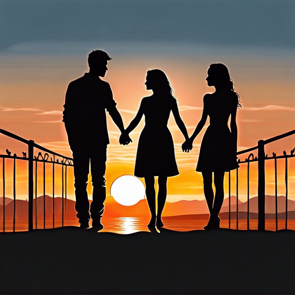 couples shadow paint a romantic scene featuring the shadows of a couple holding hands