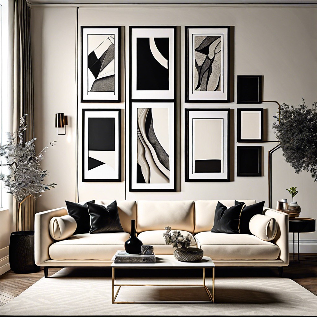 create a gallery wall with monochrome frames