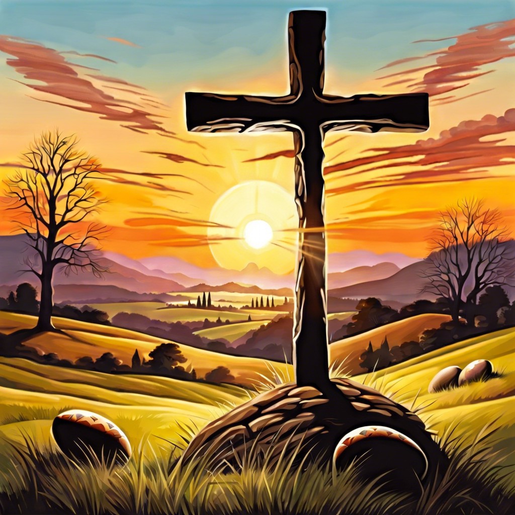 cross at sunrise scene