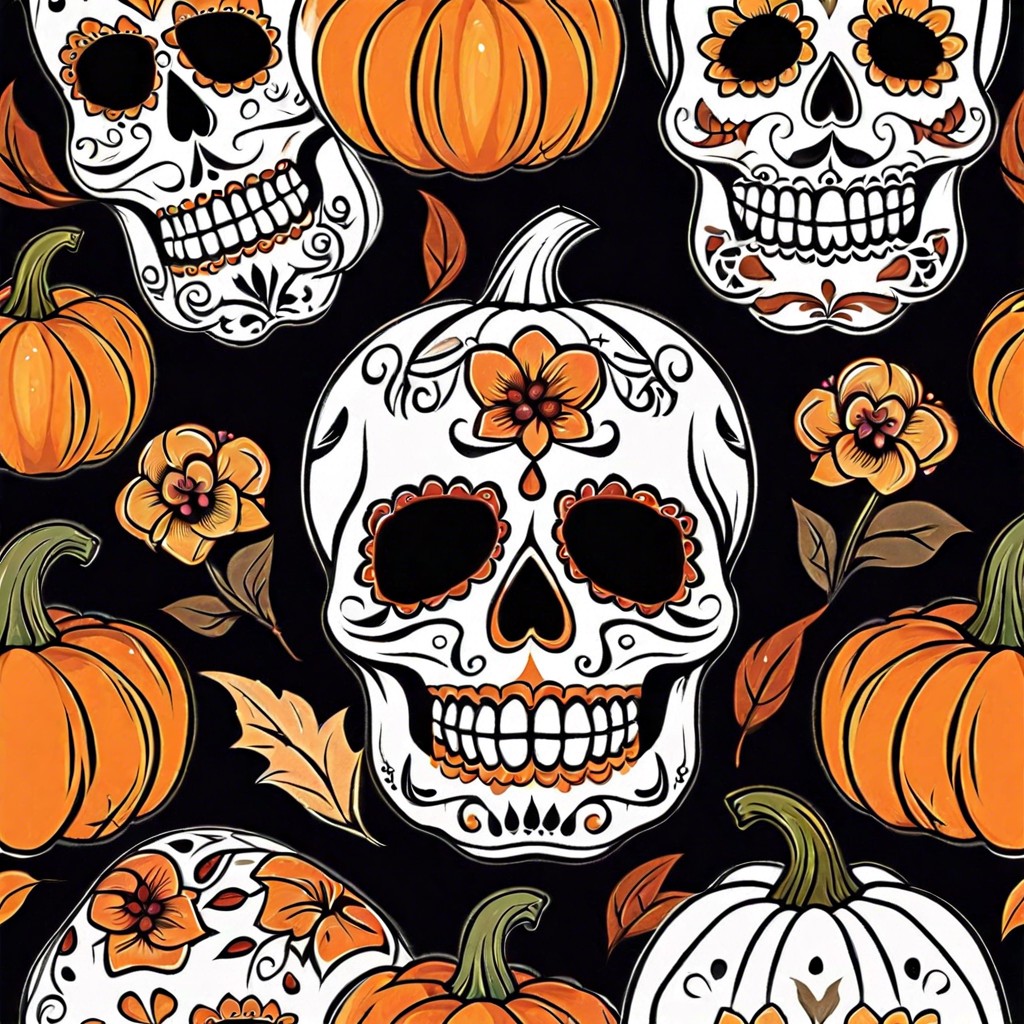 day of the dead inspired with vivid skull designs