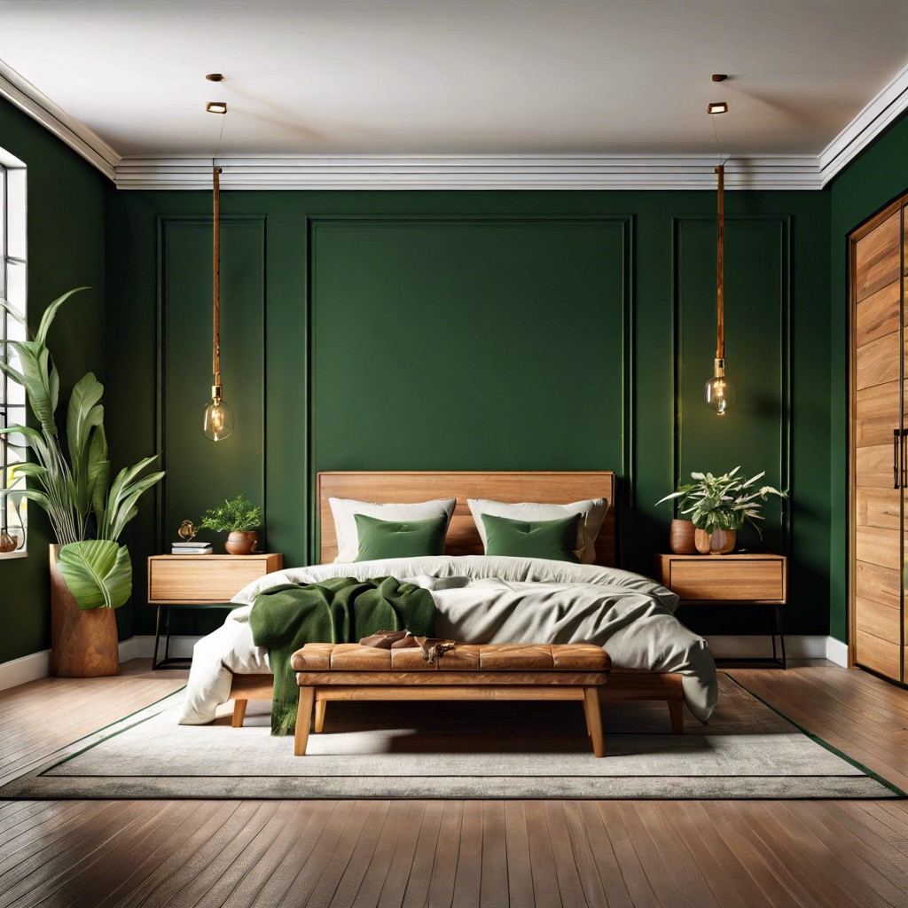 deep green with wooden features