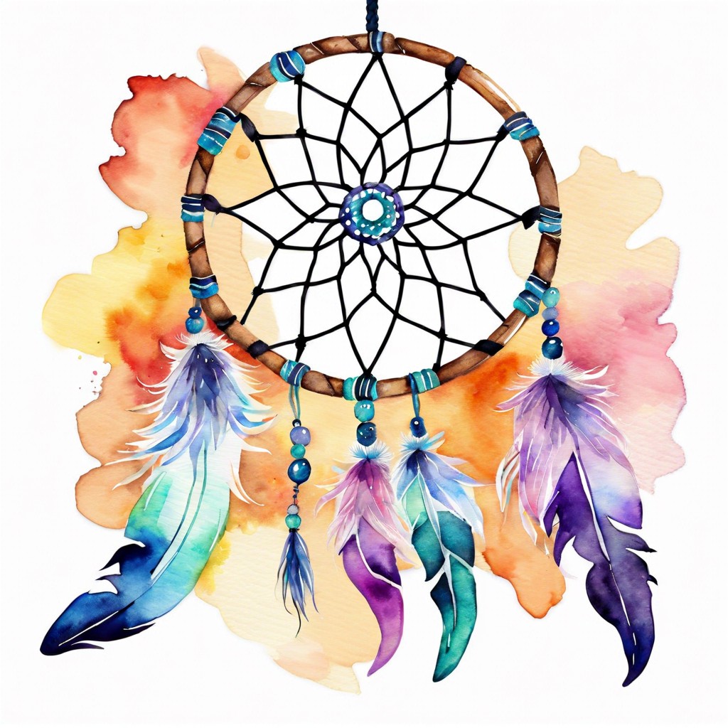 dreamcatcher with vibrant watercolors