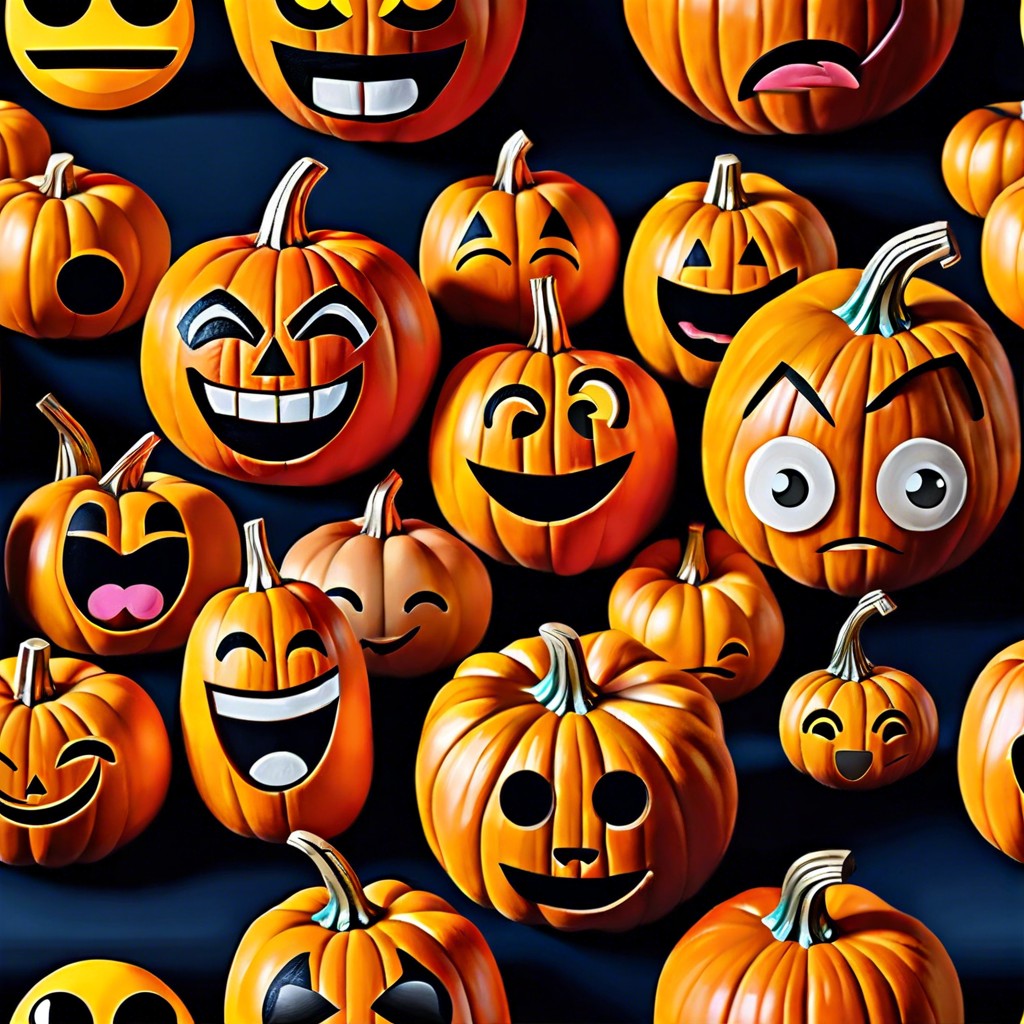 emoji pumpkins paint to look like favorite emojis