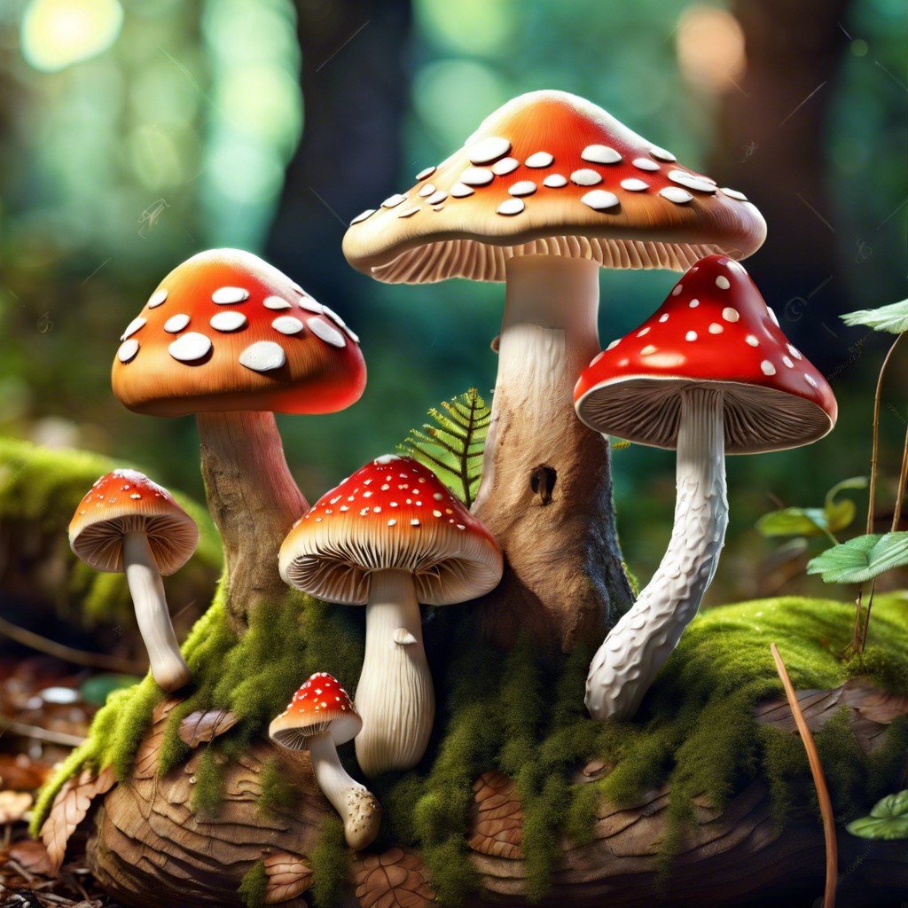 fairy tale forest paint a whimsical scene with mushrooms and fairies