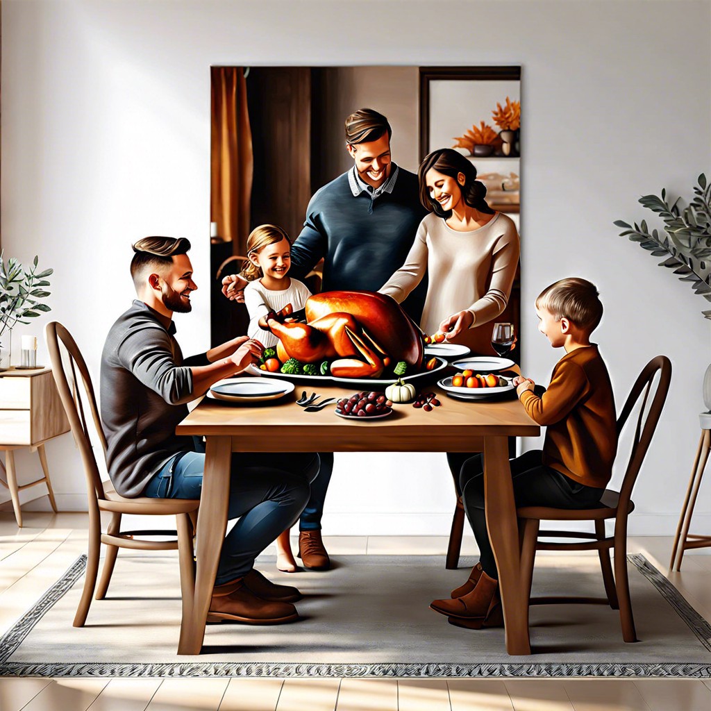 family holding hands around the dinner table