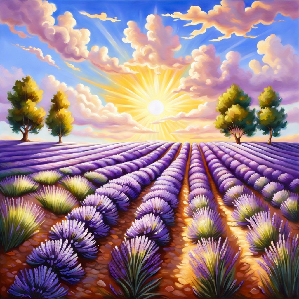 field of lavender under a bright sun