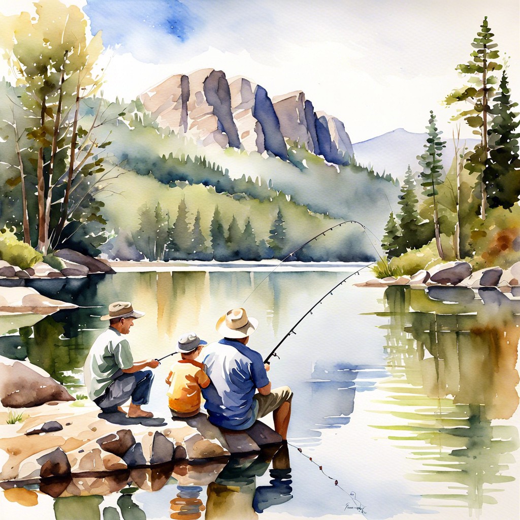 fishing scene watercolor