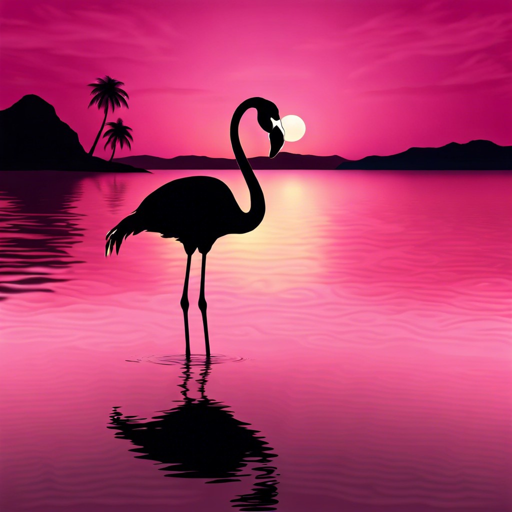 flamingo at sunset