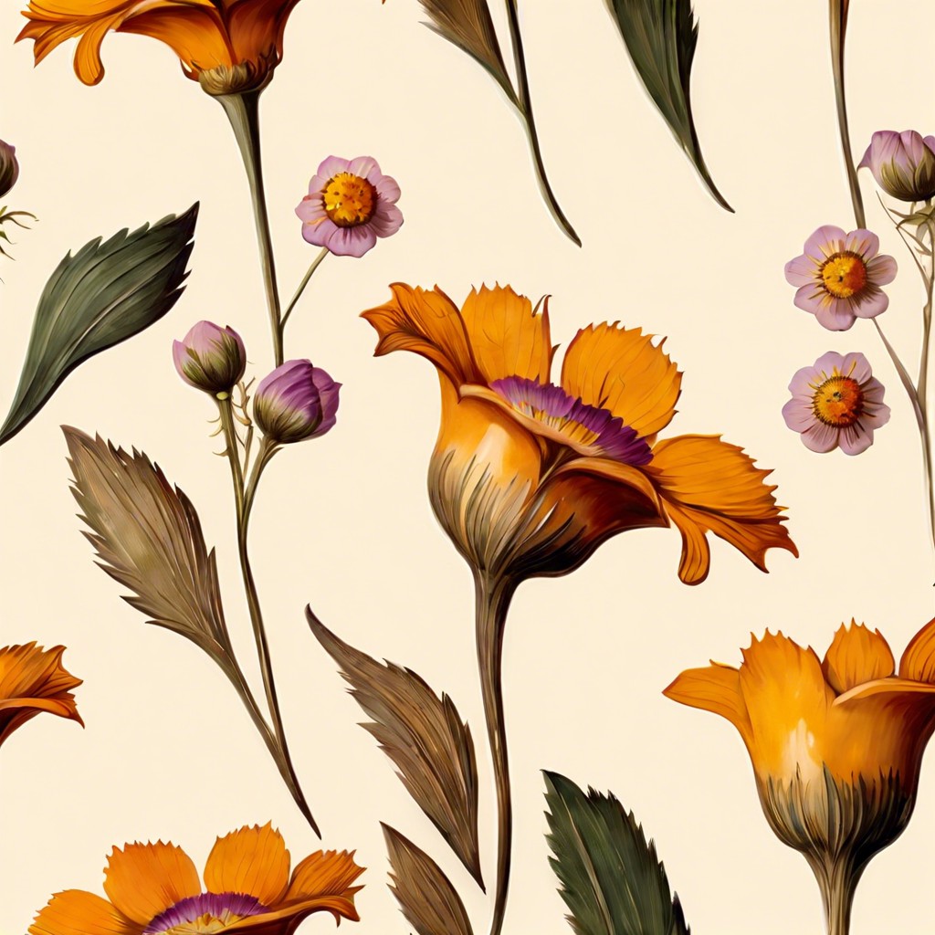 floral motifs with real pressed flowers