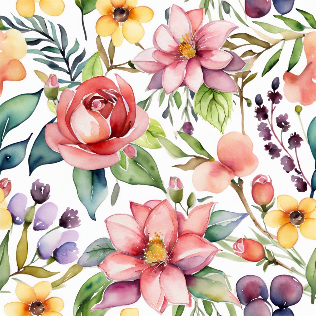 floral patterns with watercolor effects