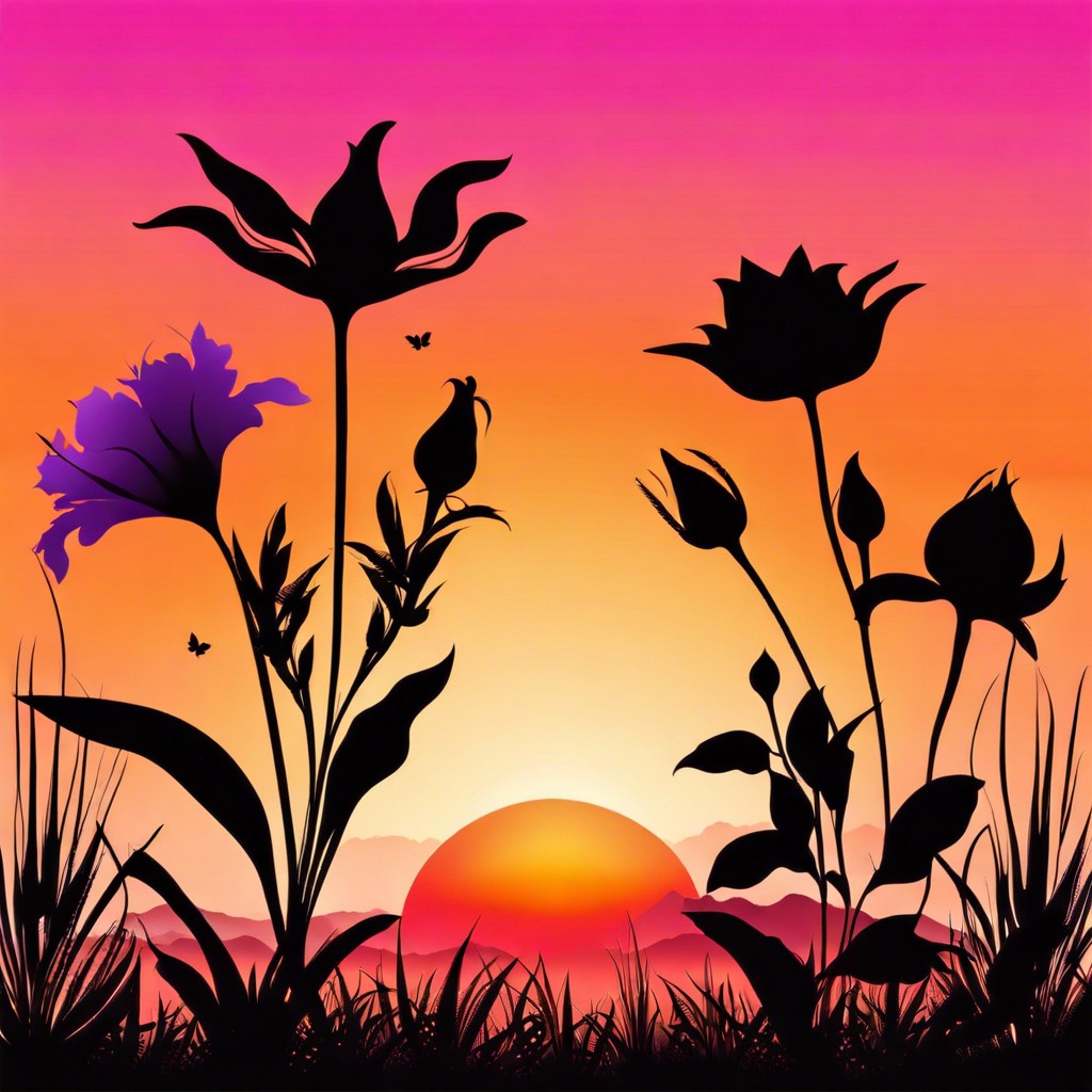 floral silhouettes use silhouettes of flowers against a dramatic colored background