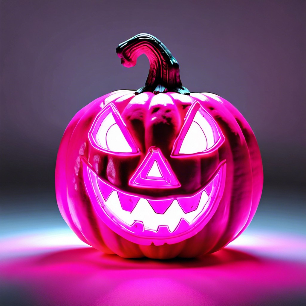 fluorescent pink pumpkin with glow in the dark accents