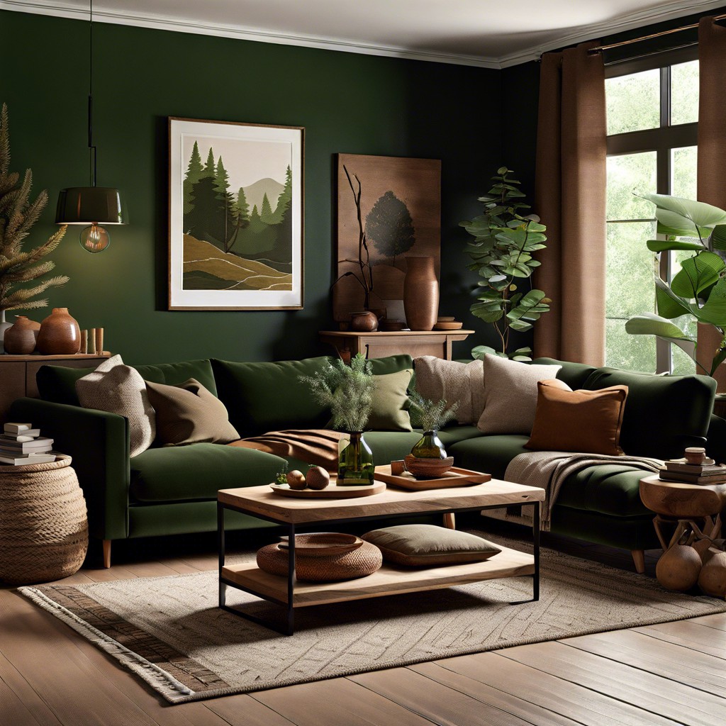 forest green and earthy browns