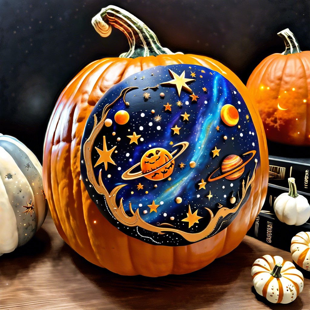 galaxy pumpkin with stars and planets