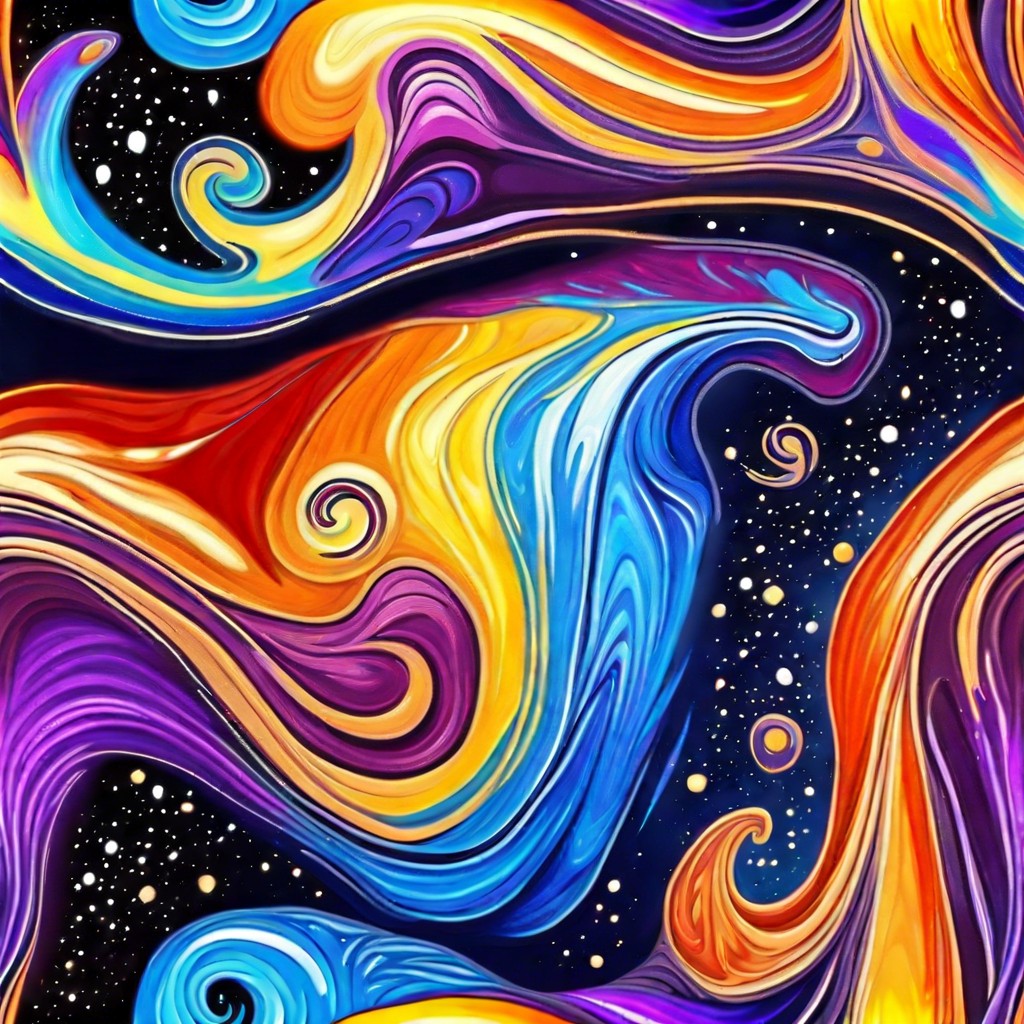 galaxy swirls with bright and dark colors