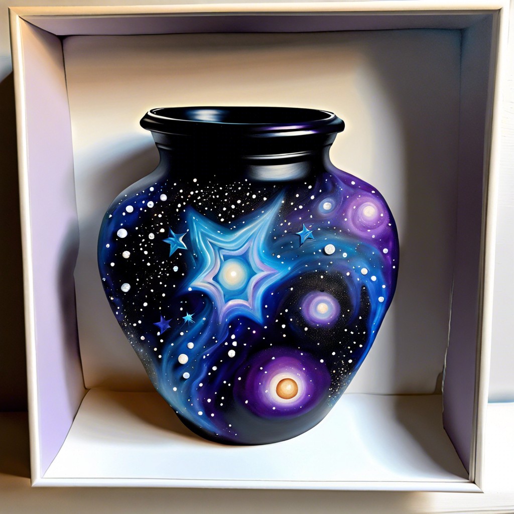 galaxy theme use blues purples and black with splattered white for stars