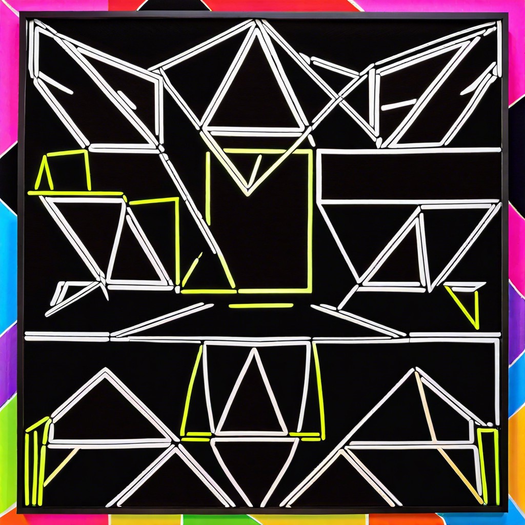 geometric shapes with neon outlines