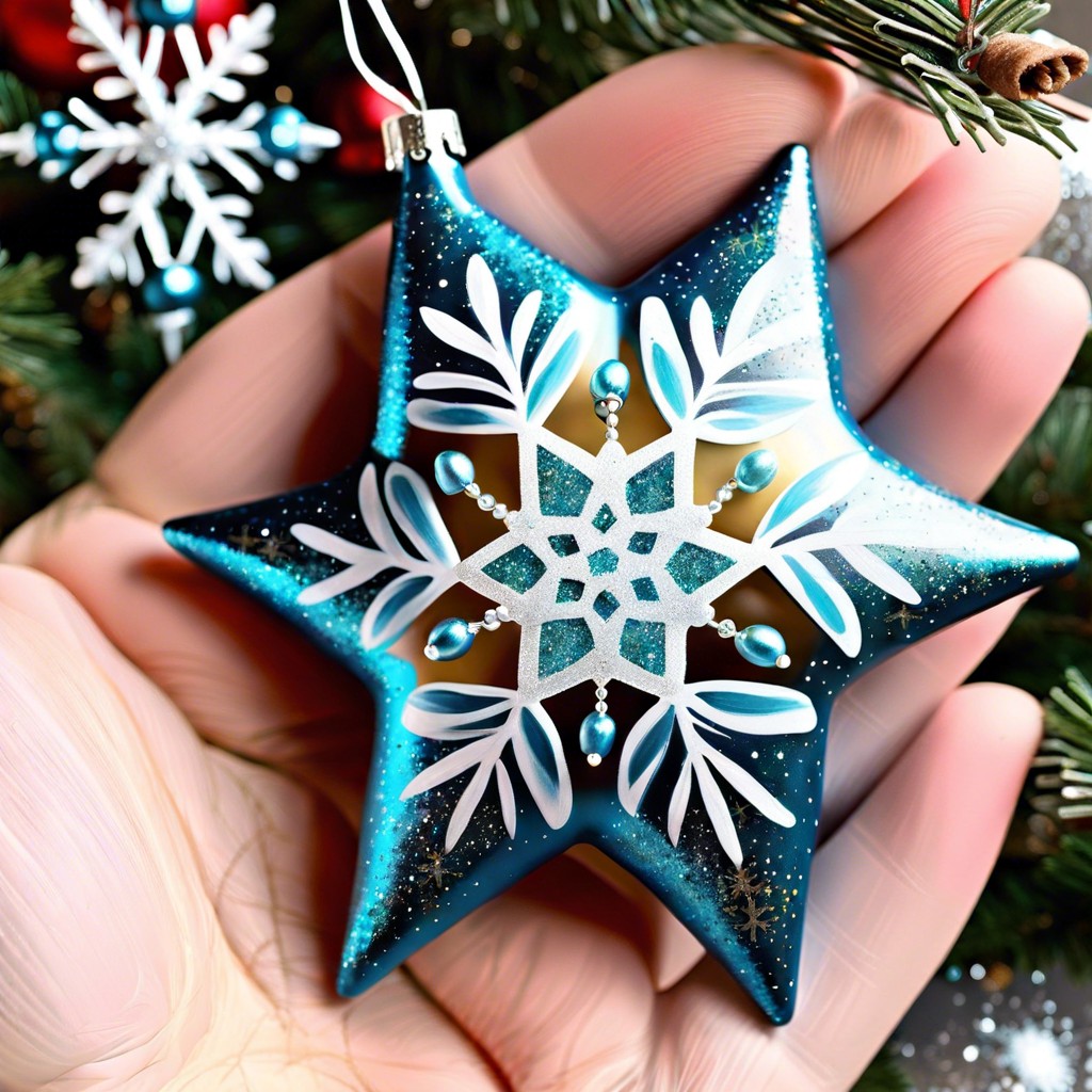 glittery snowflakes and stars